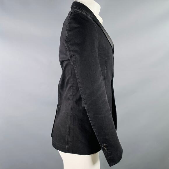 CoSTUME NATIONAL Size 36 Black Cotton Blend Peak Lapel Sport Coat - Picture 3 of 11